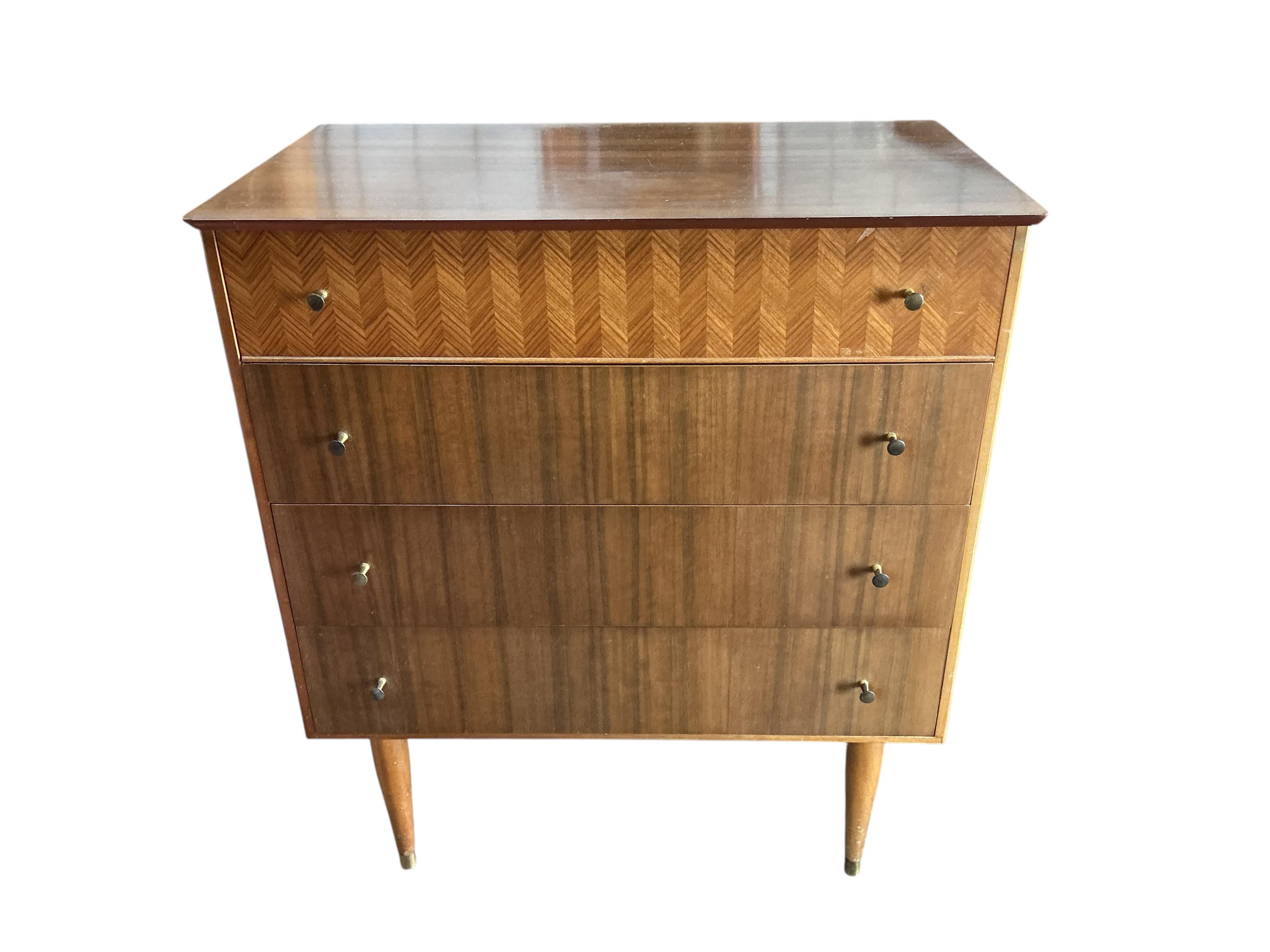 A mid century Uniflex teak chest of four drawers, width 78cm, depth 46cm, height 89cm